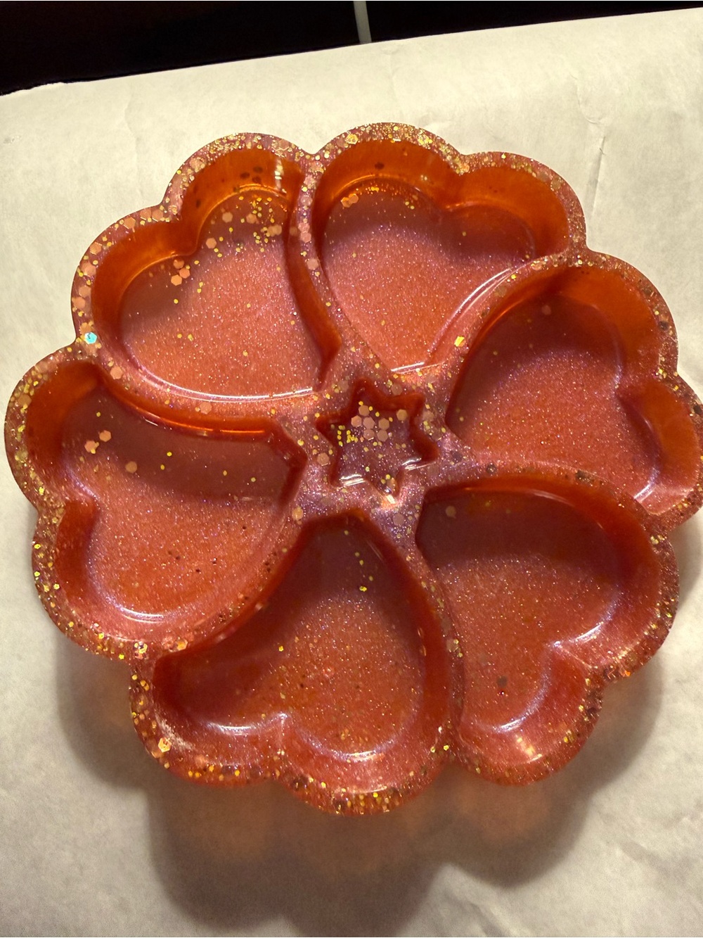 Sparkling Red Resin Trinket or Jewelry Tray - Homemade